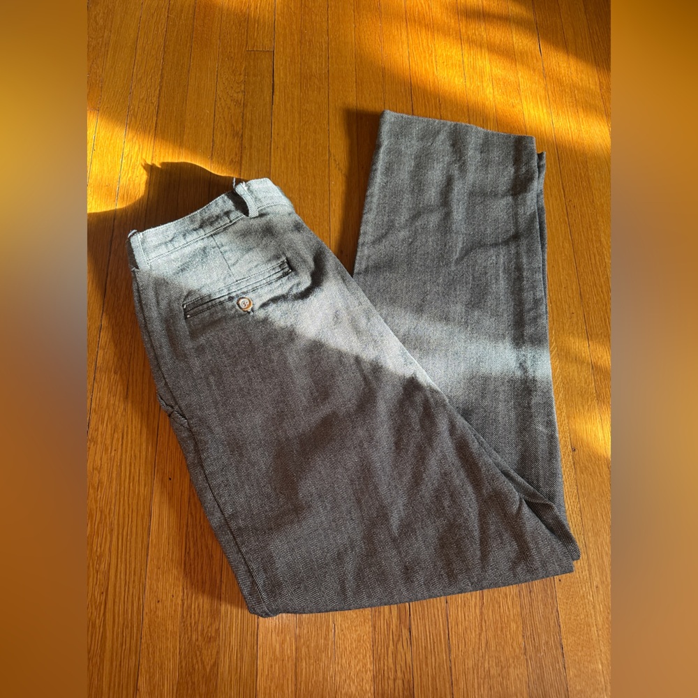 Vtg Ruff Hewn 100% Cotton Herringbone Trousers, Size 33